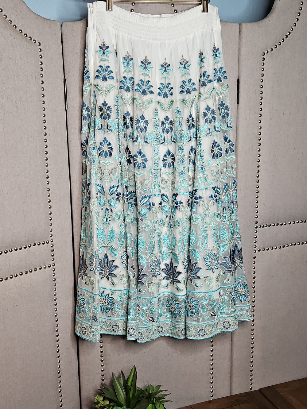 Soft Surrounding Icon Alexandria Skirt Aqua Scroll - Picture 9 of 14
